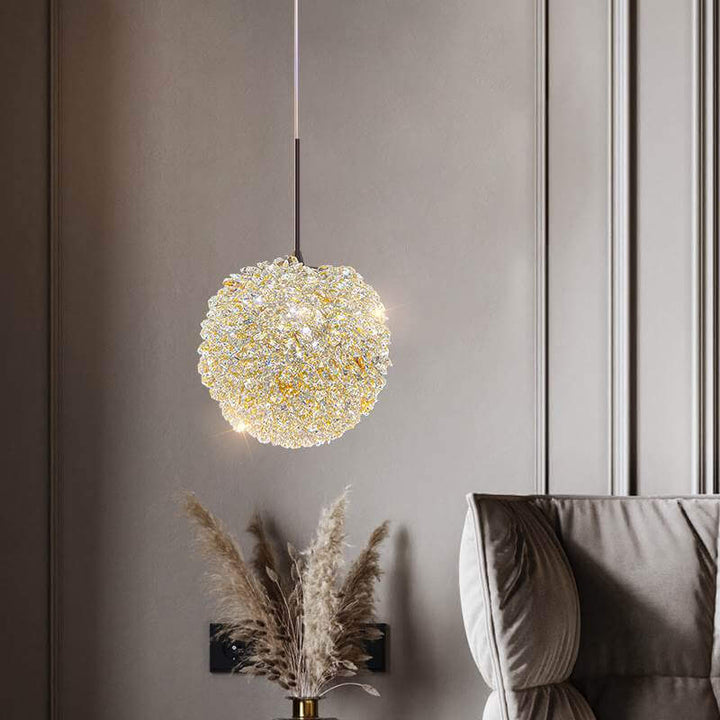 Moderne goldene Glamour-Kristallkugel-Schirm 1-Licht-Pendelleuchte 