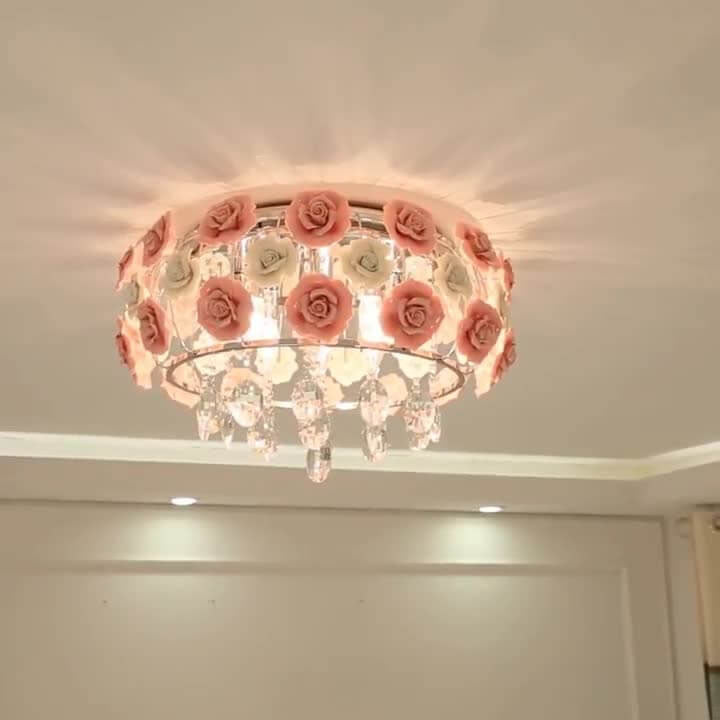 Modern Pastoral Rose Flush Mount Lighting 5-Lights Ceiling Light