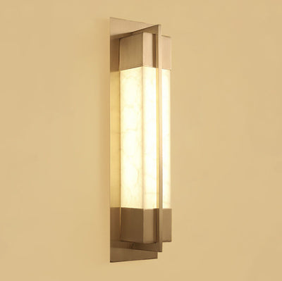 Modern Chinese Brass Faux-Lucite Rectangular LED Wall Sconce Lamp