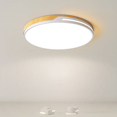 Nordic Minimalist Round Wooden Edge LED Flush Mount Ceiling Light