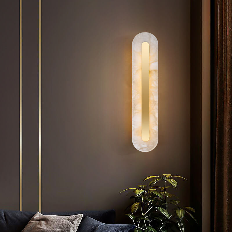 Light Luxury Brass Marble Oval Square LED Wall Sconce Lamp