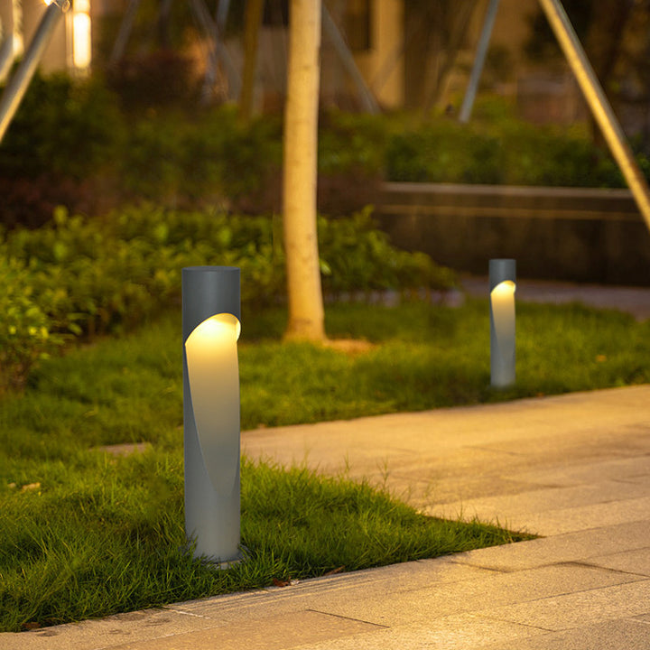 Contemporary Creative Column Geometric Hollow LED Outdoor Waterproof Lawn Landscape Light For Garden