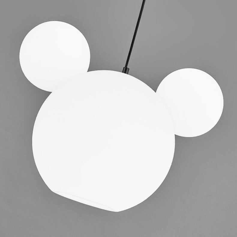 Modern Minimalist Milk White PE Mouse 3-Light Kids Chandelier