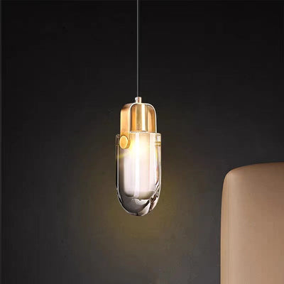 Moderne unbedeutende halbrunde LED-Pendelleuchte aus Kupferkristall für Schlafzimmer 