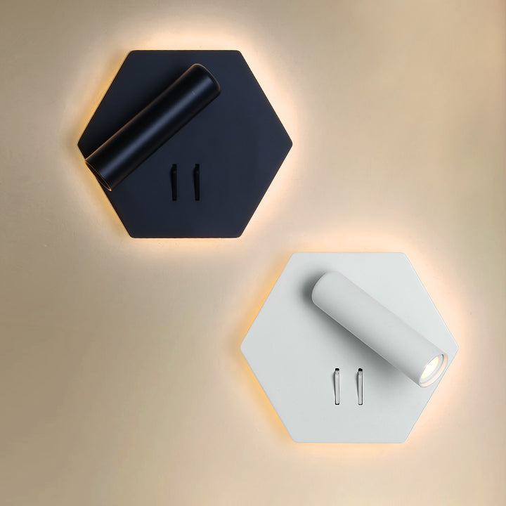 Modern Minimalist Cylinder Hexagonal Spotlight LED Adjustable Wall Sconce Lamp for Living Room