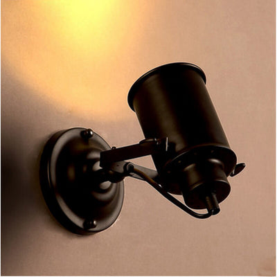 Wrought Iron Lampshade 1-Light Adjustable Cylindrical Arm Sconce Lamp