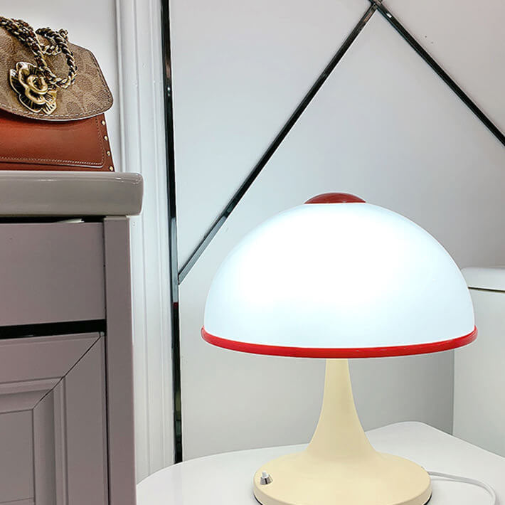 Lampe de Table Moderne en Métal et Champignon Crème à 1 Lumière 