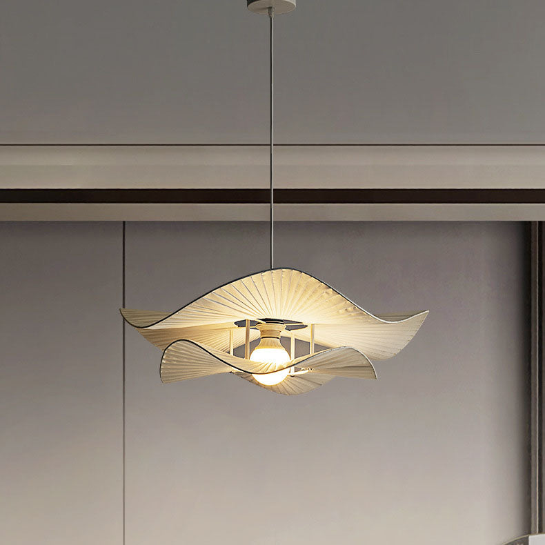 Moderne minimalistische unregelmäßige Welle Runde Eisen Stoff 1-Licht Pendelleuchte für Wohnzimmer 