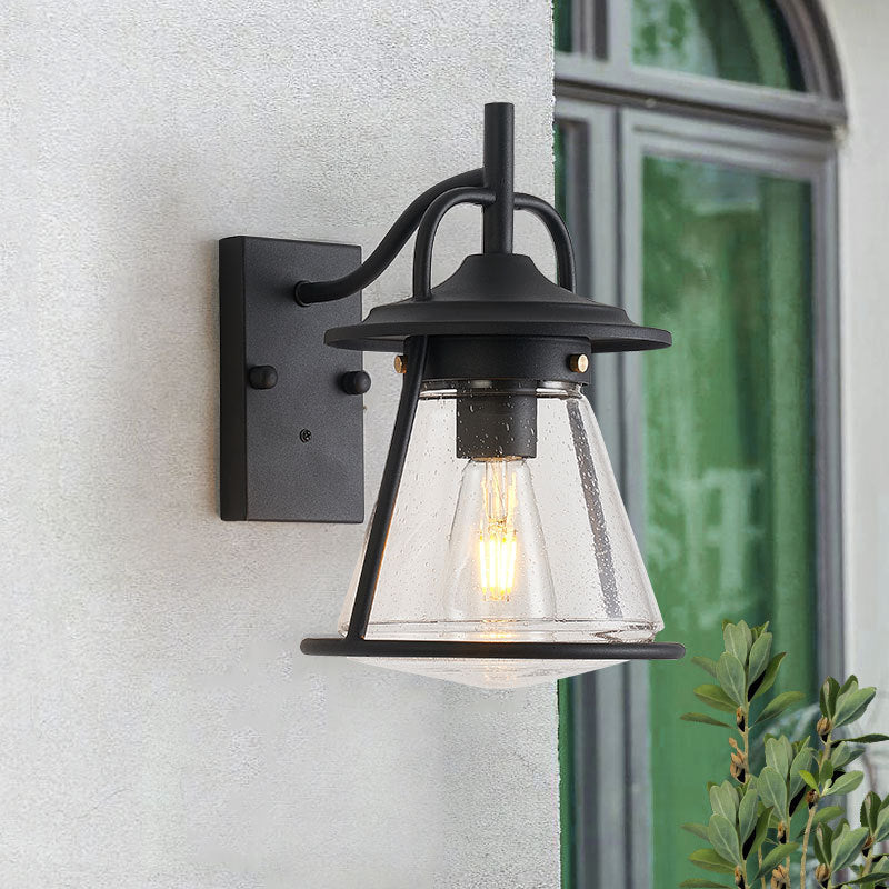 Waterproof Glass Cone Shade 1-Light Outdoor Wall Sconce Lamp