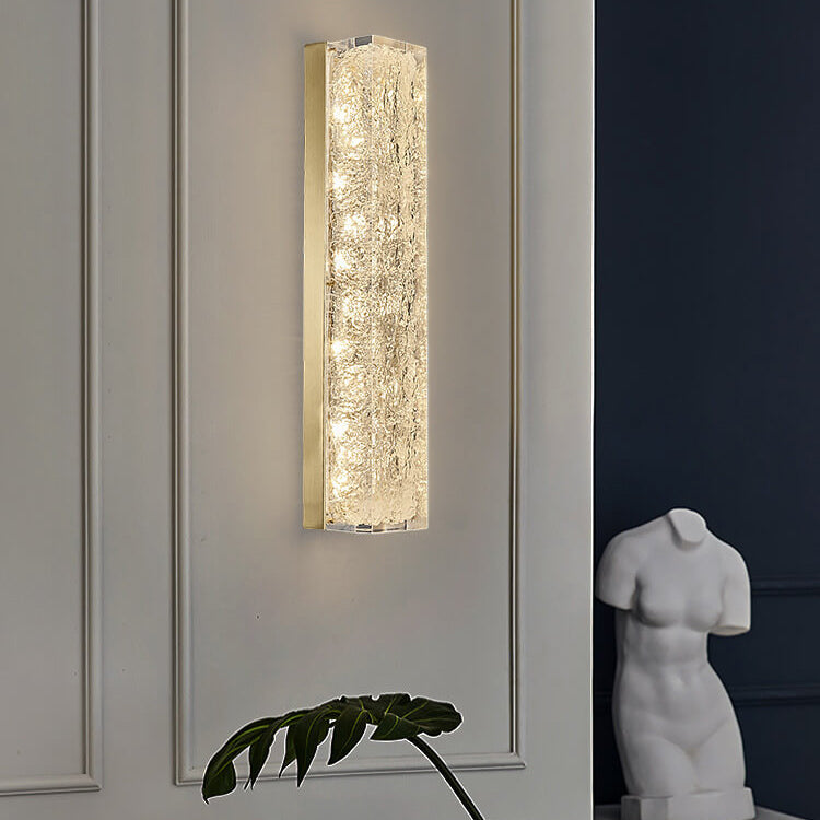 Modern Luxury Brass Clear Resin Rectangular LED Wall Sconce Lamp