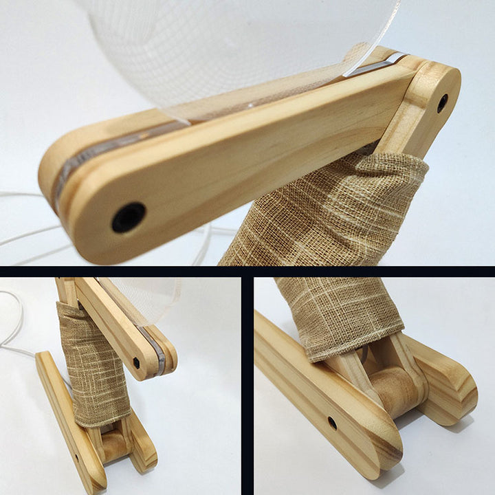 Lampe de table LED Creative Owls avec base en bois massif acrylique 