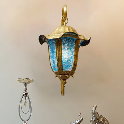 Bohemian Moroccan Blue Iron 1-Light Bent Arm Wall Sconce Lamp