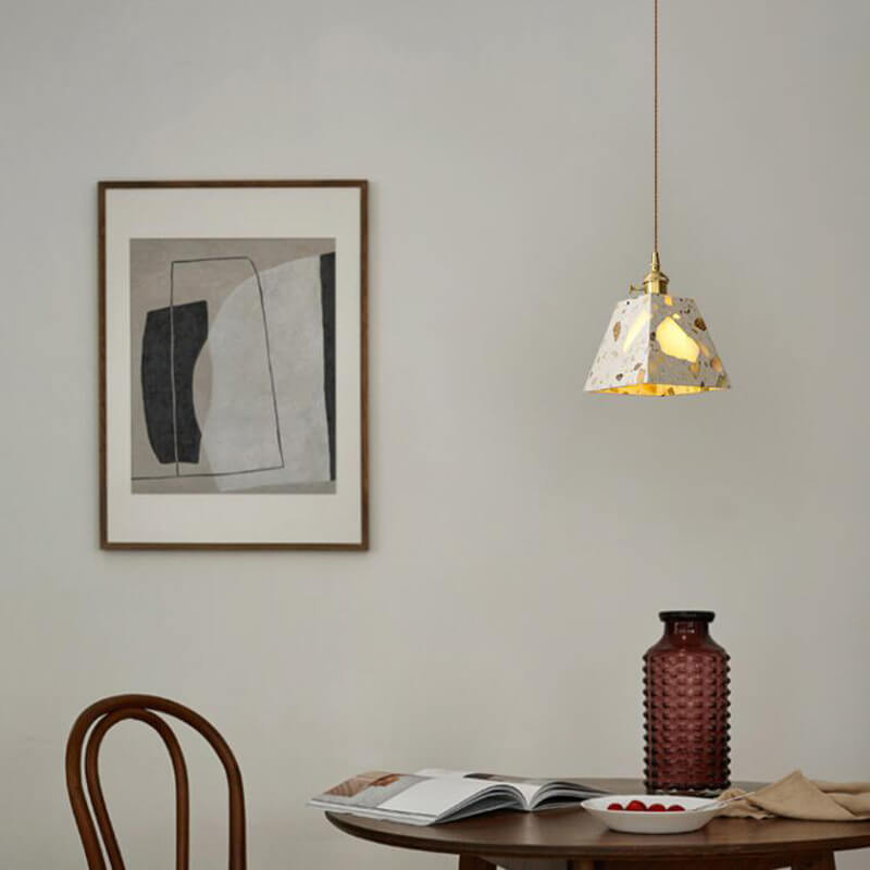 Nordic Industrial Vintage Square Geometry Kupfer Zement 1-Licht Pendelleuchte 