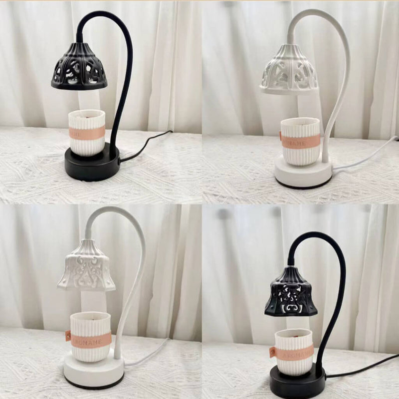 Lámpara de mesa de cera derretida de 1 luz de metal con diseño redondo hueco estilo europeo 
