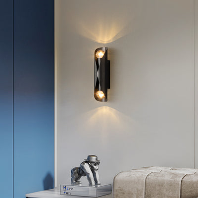 Applique murale longue et luxueuse à 2 lumières en cuivre, lumière moderne 