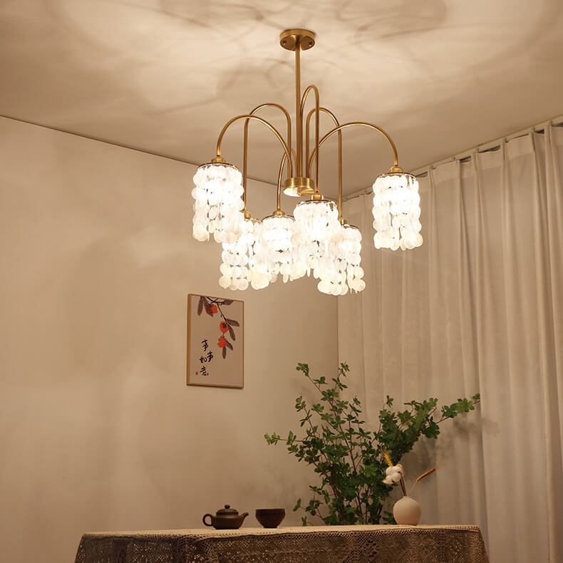 Modern Light Shell Shade Hardware  4/6 Light Chandelier