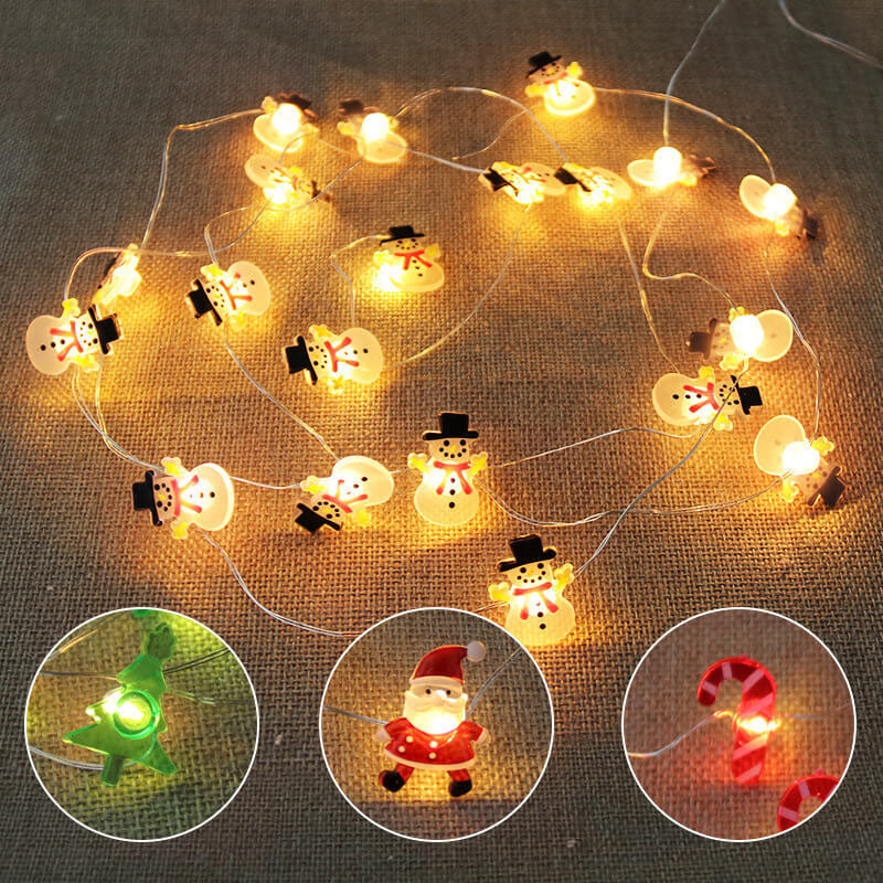 Décoration de Noël Élan Bonhomme de Neige Lumières à LED en Fil de Cuivre 