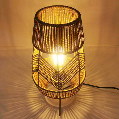 Japanese Vintage Iron Rattan Weaving 1-Light Floor Lamp