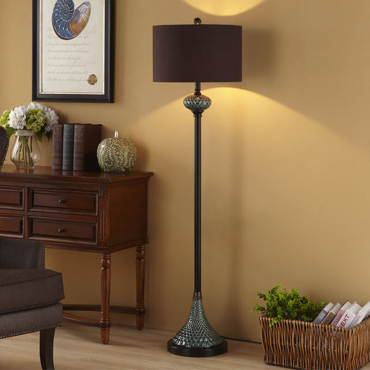 Europäischer Leichtluxus mit Keramikhardware und Stoff, 1-flammige Stehlampe 
