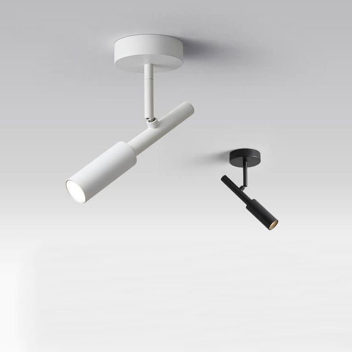 Moderner minimalistischer drehbarer LED-Deckenstrahler aus Eisen und Aluminium zur halbflachen Deckenmontage für das Wohnzimmer 