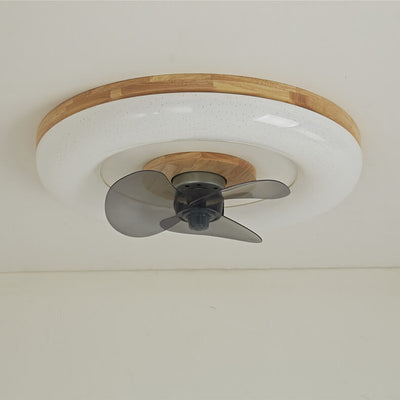 Nordic Log Simple Circular Design LED Flush Mount Ceiling Fan Light