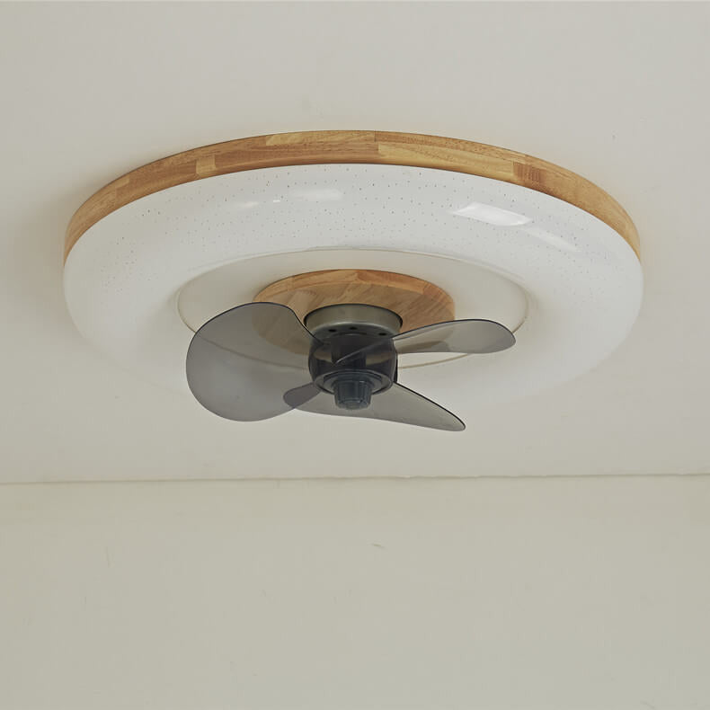 Nordic Log Simple Circular Design LED Flush Mount Ceiling Fan Light