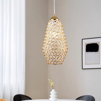 European Light Luxury Geometric Hardware Crystal 1-Light Pendant Light