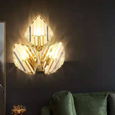 Modern Light Luxury Crystal Triangle Geometry 1/2/3 Light Wall Sconce Lamp