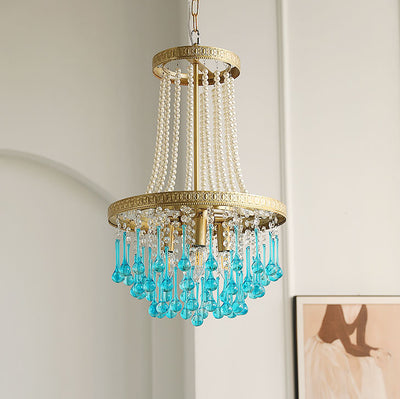 Vintage Luxury Crystal Multilayer Oval 4-Light Chandelier