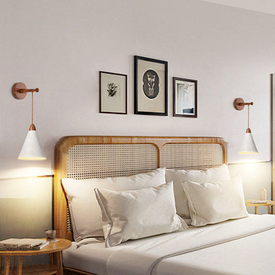 Lámpara Aplique de Pared de 1 Luz de Hierro Cónico Tradicional Japonés para Dormitorio 
