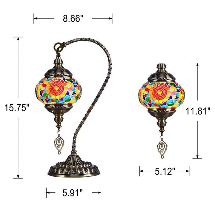 Lampe de table vintage en fer et verre Tiffany européenne à 1 lumière 