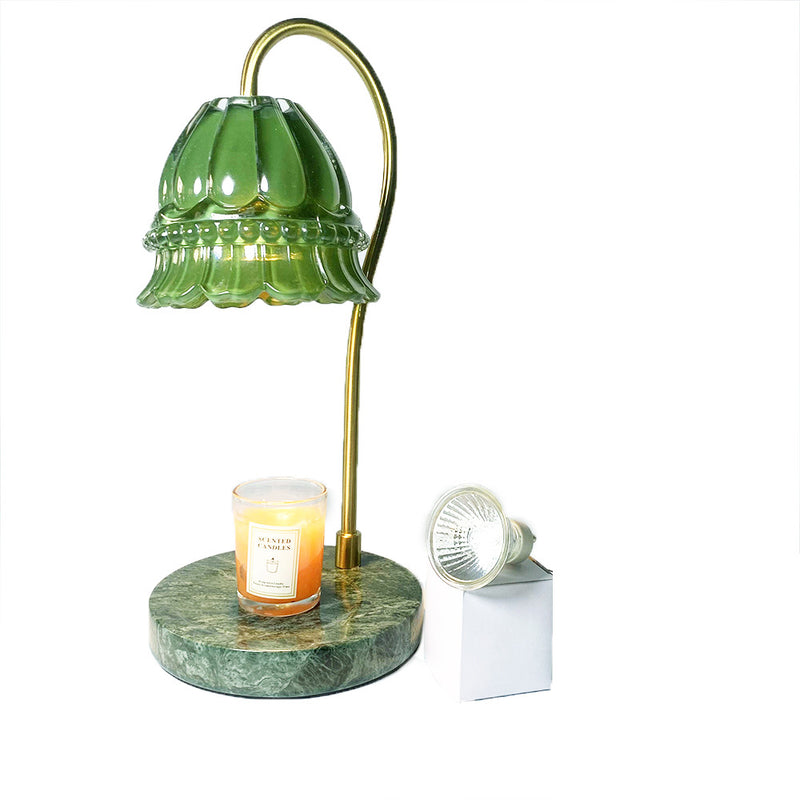 Modern Green Glass Marble 1-Light Melting Wax Table Lamp