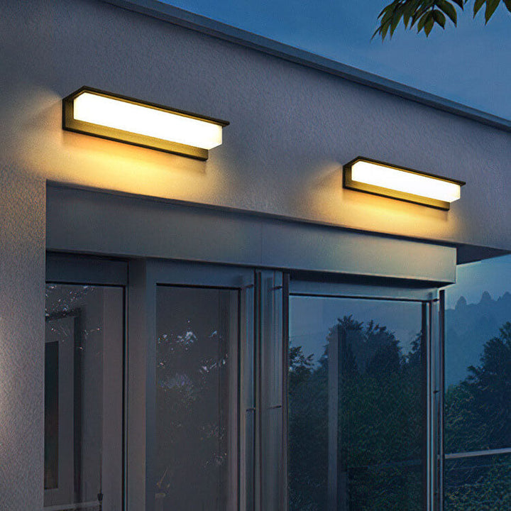 Modern Solar Rectangular Aluminum PC Outdoor LED Wall Sconce Lamp