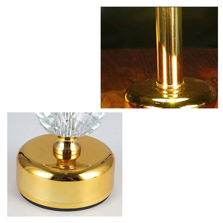Lámpara de Mesa con Luz Nocturna LED Recargable de Metal Cónica con Tela Floral Vintage 