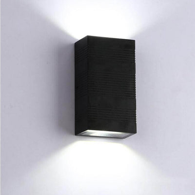 Modern Pure Black Rectangular Waterproof Aluminum LED Wall Sconce Lamp