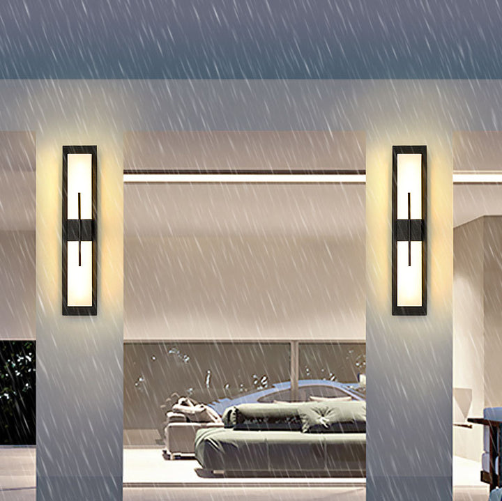 Modern Minimalist Rectangular Waterproof Stainless Steel Acrylic LED Wall Sconce Lamp For Outdoor