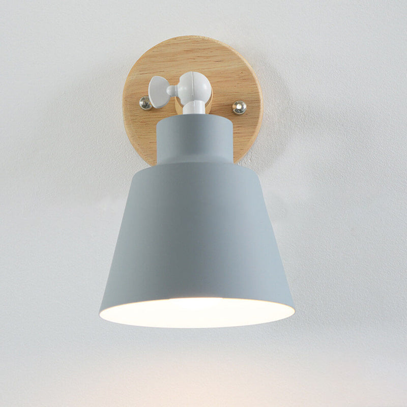 Nordic Minimalist Macaron Solid Color Rotatable Wood 1-Light Wall Sconce Lamp