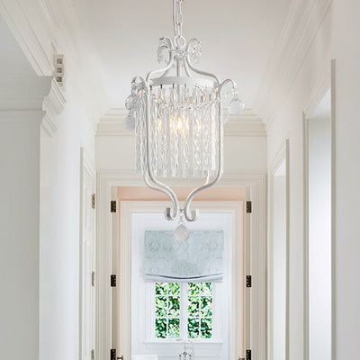 European Light Luxury Crystal Strip Cage Iron 1-Light Pendant Light