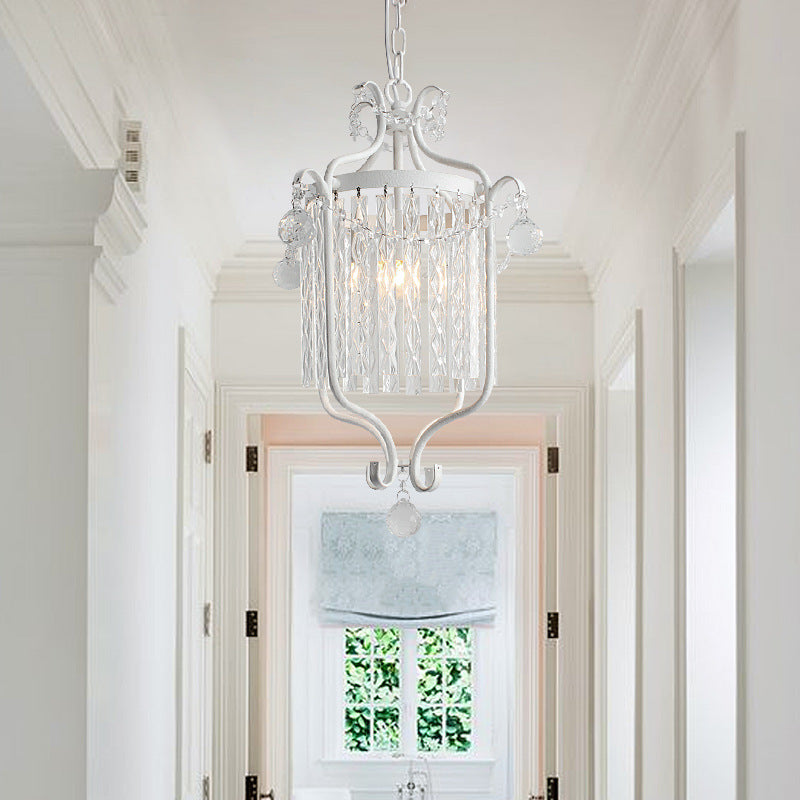 European Light Luxury Crystal Strip Cage Iron 1-Light Pendant Light