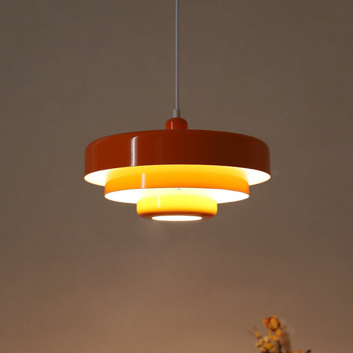 Nordic Vintage Multi-Layered Round Metal 1-Light Pendant Light