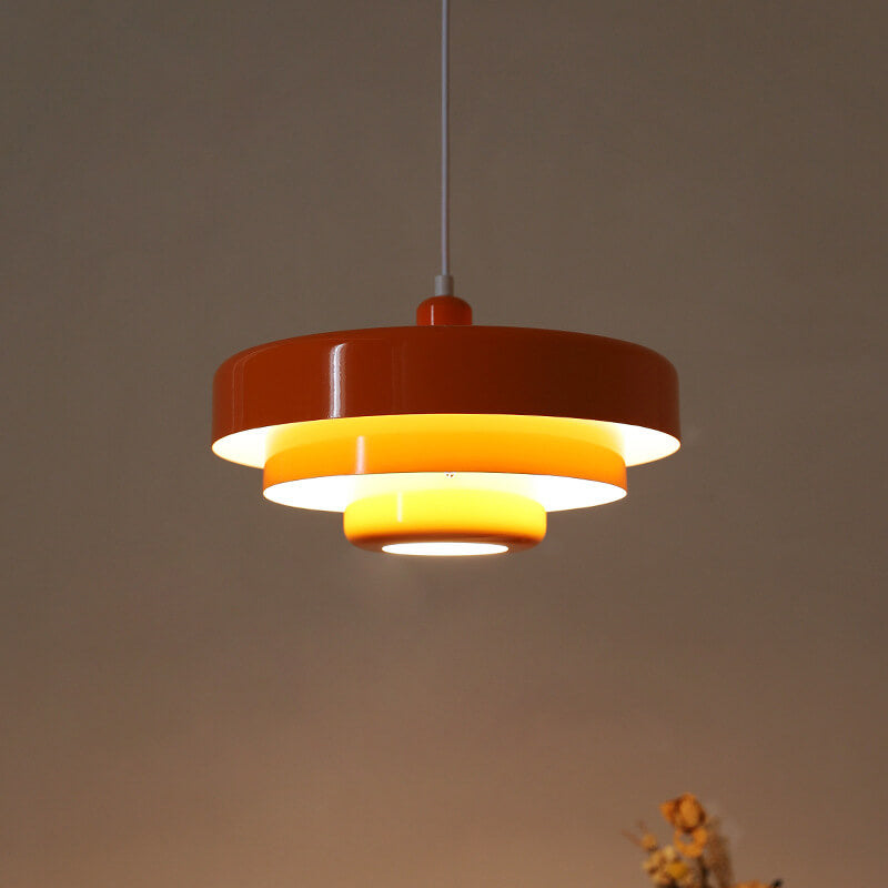 Nordic Vintage mehrschichtige runde Metall-Pendelleuchte mit 1 Licht 