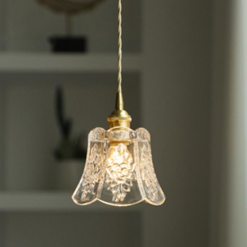 Japanese Modern Creative Flower Glass 1-Light Pendant Light