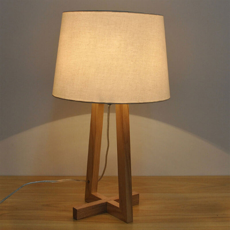 Modern Round Fabric Log Triangle Base 1-Light Table Lamp