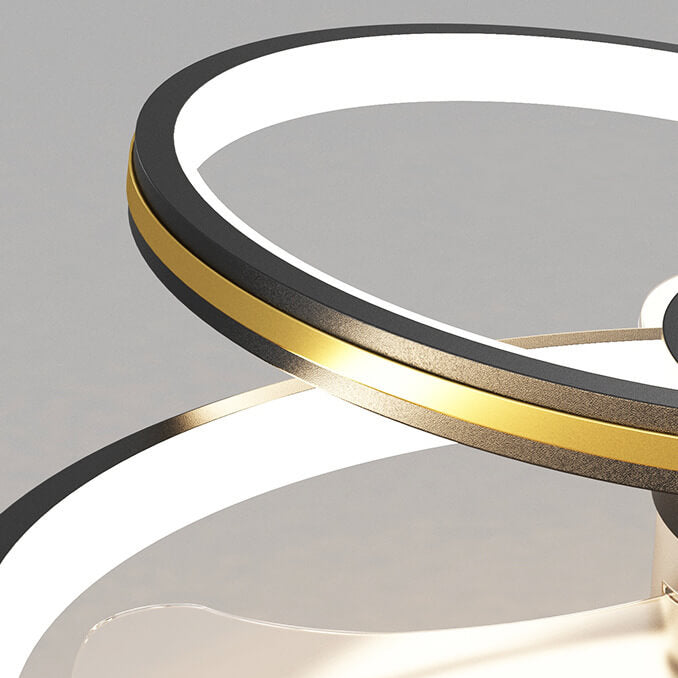Luxury Acrylic Three Rings Combination Design LED Flush Mount Fan Light
