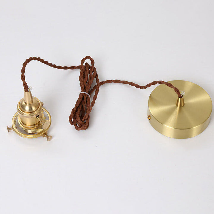 Contemporary Nordic Water Pattern Glass Copper Geometric Cone Brass 1-Light Pendant Light For Living Room