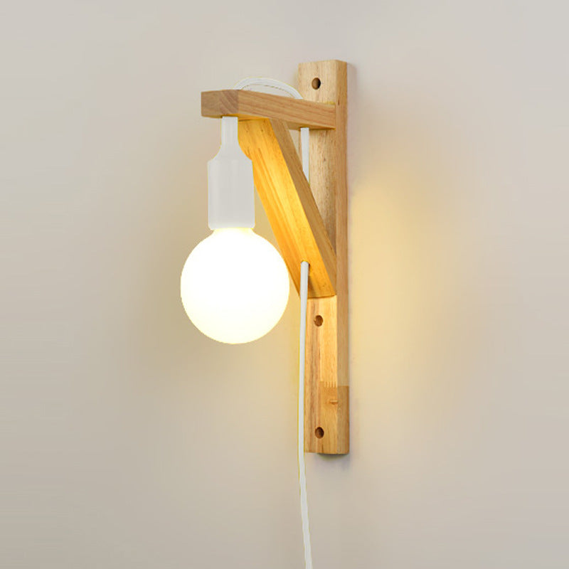 Moderne kreative 1-flammige Wandleuchte aus Holz 
