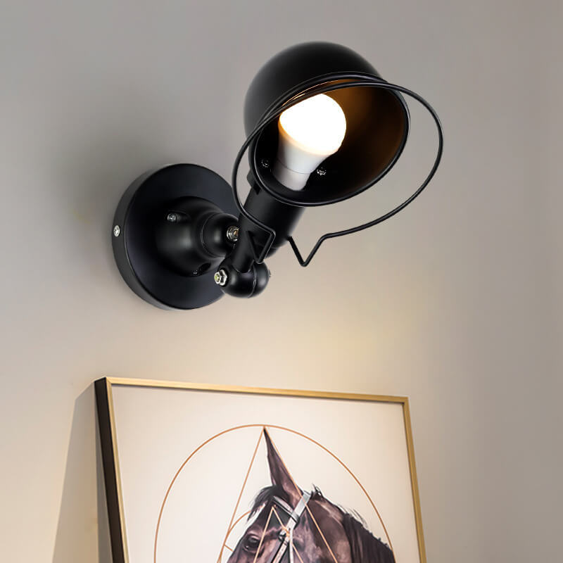 Lámpara de Aplique de Pared Ajustable de 1 Luz de Cúpula de Hierro Vintage Industrial 