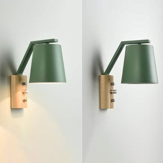 Nordic Modern Solid Wood Zylindrische 1-Licht Wandleuchte 