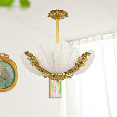 Modern Art Deco Shell Shape Brass Finish Frame 3/4-Light Chandelier for Living Room
