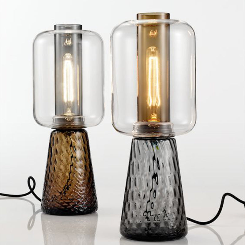 Modern Creative Clear Glass Cylinder 1-Light Table Lamp
